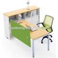 Used office single workstation peach wood and warm white upholstery, Pro office furniture factory (JO-4049-1)